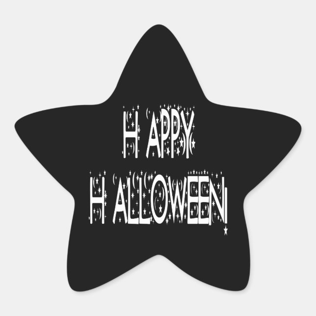 Nighttime Happy Halloween Text Star Sticker (Front)