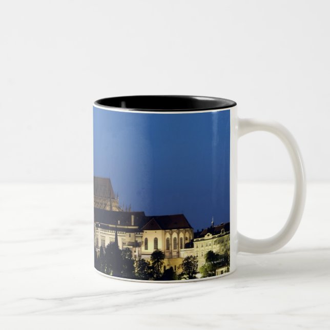 Nighttime in Prague, Czech Republic Two-Tone Coffee Mug (Right)