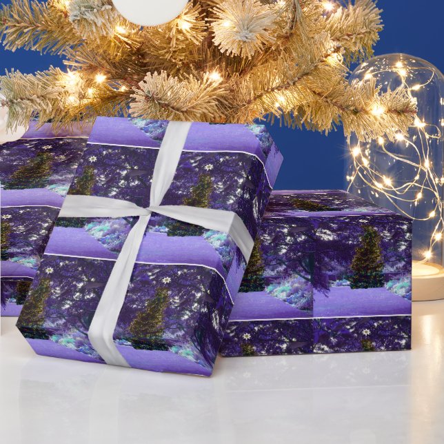 Nighttime Purple Lighting Wrapping Paper (Holidays)