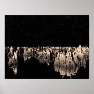 Nighttime Rock Formations Under Stars Poster