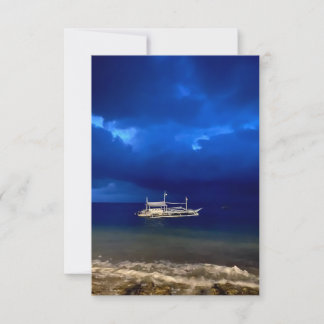 Nighttime seascape. poster pedestal sign thank you card