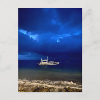 Nighttime seascape. poster postcard