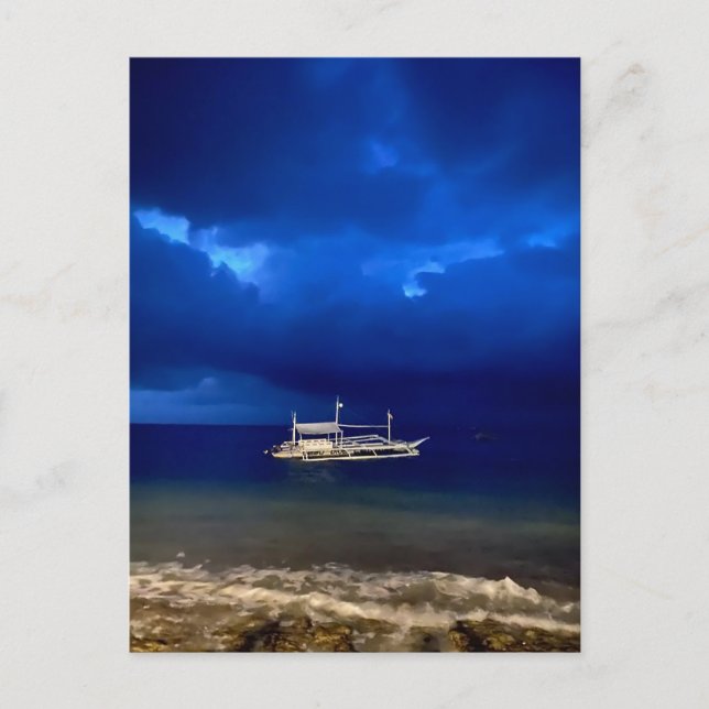 Nighttime seascape.  poster postcard (Front)