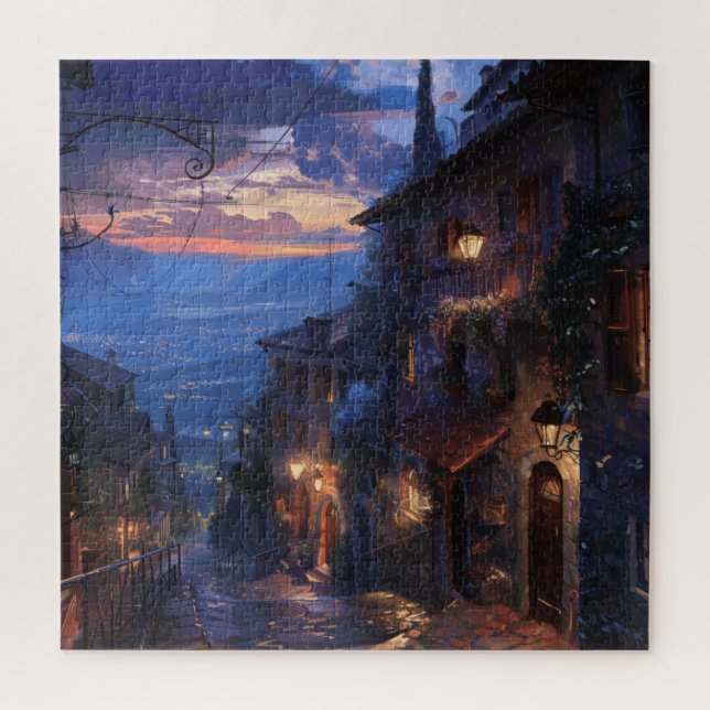 Nighttime Stroll in Italian Village  Jigsaw Puzzle (Vertical)