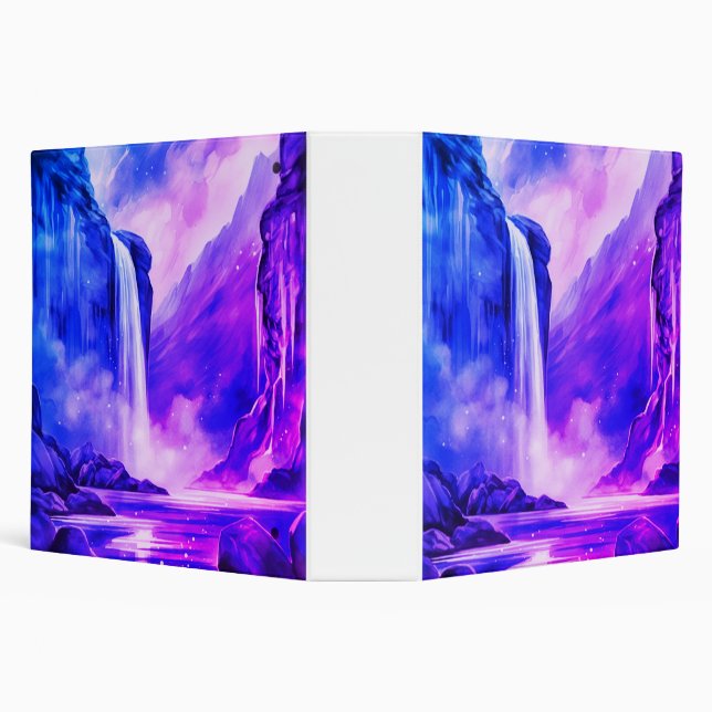 nighttime waterfall mountain view binder (Background)