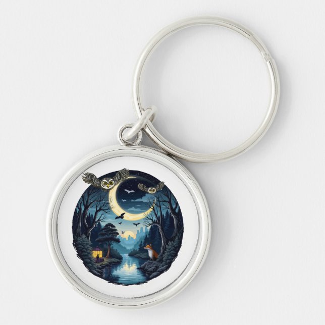 Nighttime Wildlife Wonders Design  Keychain (Front)