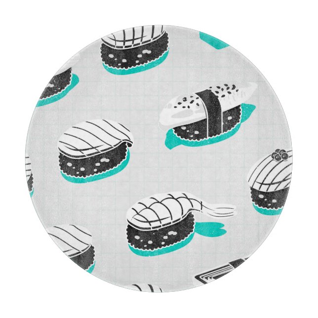 Nigiri sushi, neon vintage pattern. cutting board (Front)