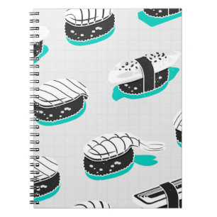 Nigiri sushi, neon vintage pattern. notebook