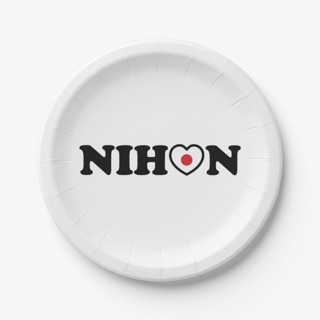 Nihon Love Heart Flag Paper Plate (Front)