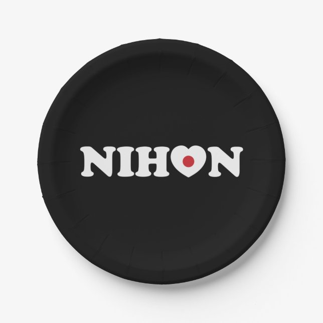 Nihon Love Heart Flag Paper Plate (Front)