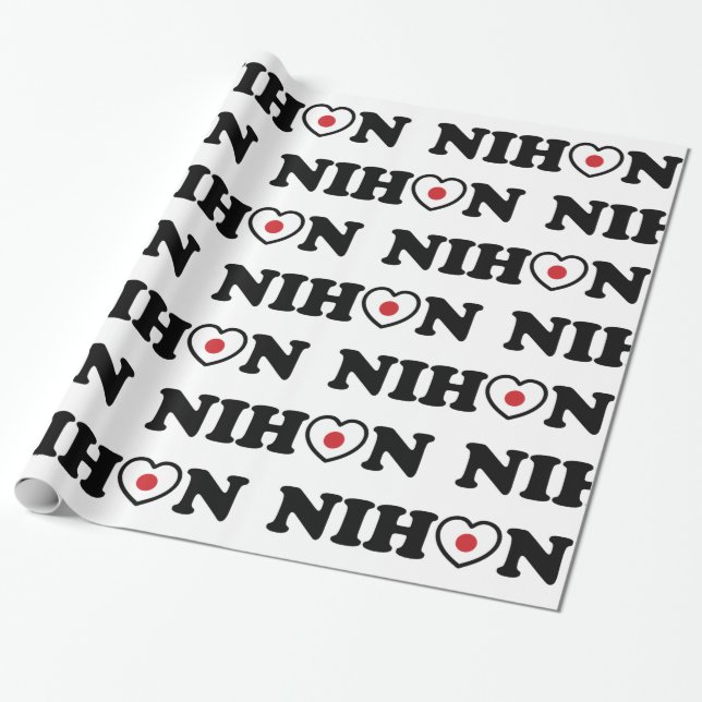 Nihon Love Heart Flag Wrapping Paper (Unrolled)