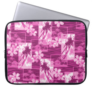 Niihau Island Hawaiian Plumeria and Palm Tree Laptop Sleeve