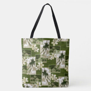 Niihau Island Hawaiian Plumeria Palms Beach Bag