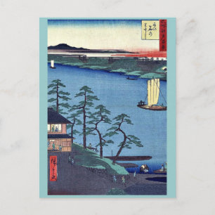 Niishuku ferry by Andō, Hiroshige Ukiyo-e.  Postcard