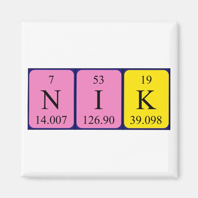 Nik periodic table name magnet (Front)