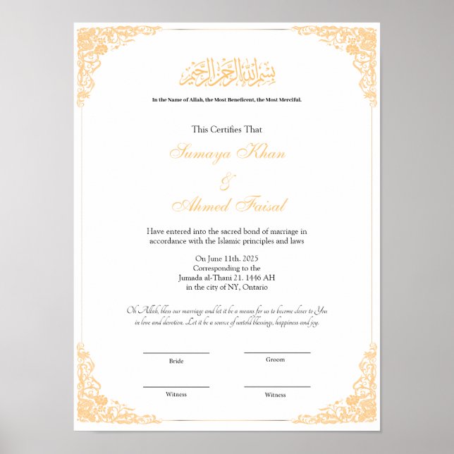Nikah contract poster (Front)