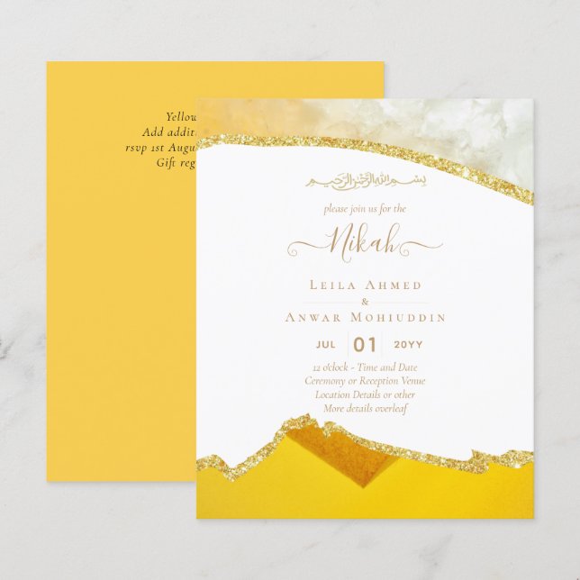NIKAH Islamic Bismillah Wedding Invitations BUDGET (Front/Back)