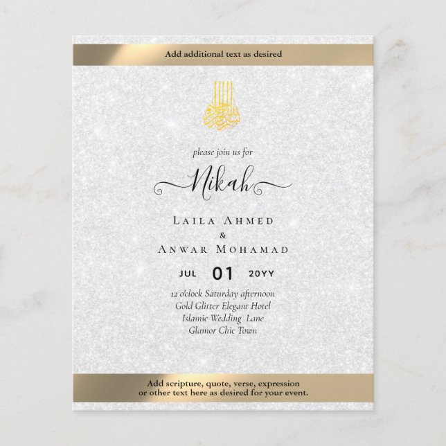 NIKAH - islamic Wedding Invitation Calligraphy Fly (Front)