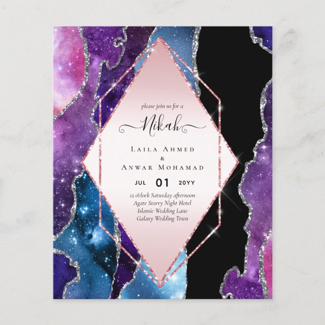 Nikah Islamic Wedding Invitations - Glittery Gold Flyer (Front)