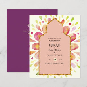 NIKAH - Modern Mandala Berry Gold Wedding Invitati