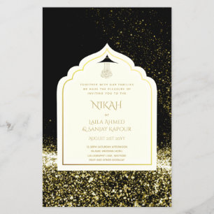 NIKAH - Ornate Islamic Mosque Black Gold Wedding F Flyer