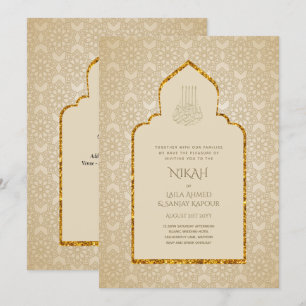 NIKAH - Ornate Islamic Mosque Gold Wedding Invitat Invitation