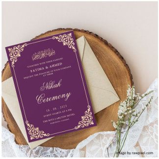 Nikah Plum Purple Islamic Muslim Wedding Invitation