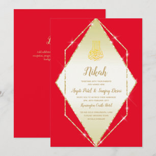 Nikah Red Gold Islam Motif Mariage Invitation