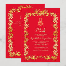 Nikah Red Gold Islam Motif Mariage Invitation