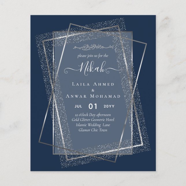 NIKAH SILVER Frame Bismillah Islamic Wedding Flyer (Front)