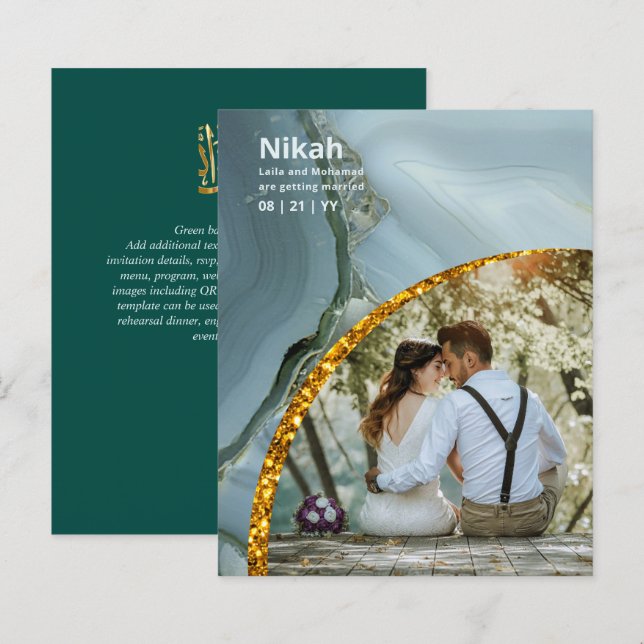 NIKAH - Wedding Budget Agate Gold Teal PHOTO (Front/Back)