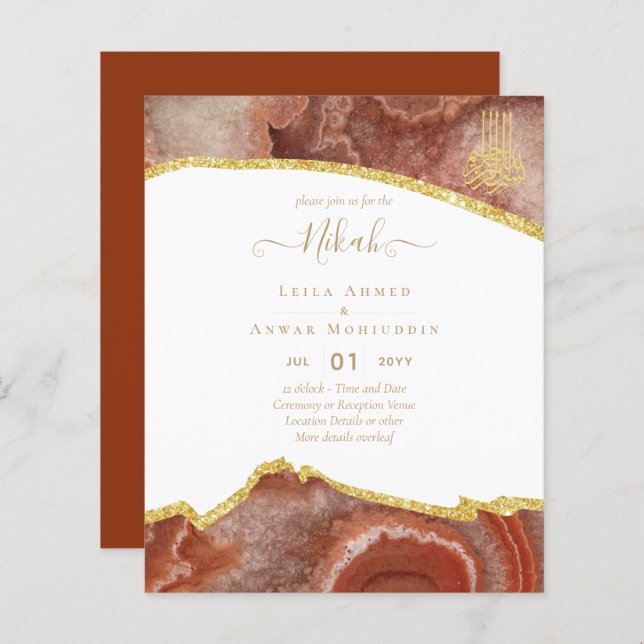 NIKAH Wedding Invitations Modern Sparkle (Front/Back)