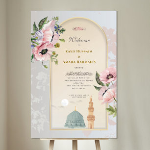 Nikah Welcome Board Islamic Wedding Green Dome Acrylic Sign
