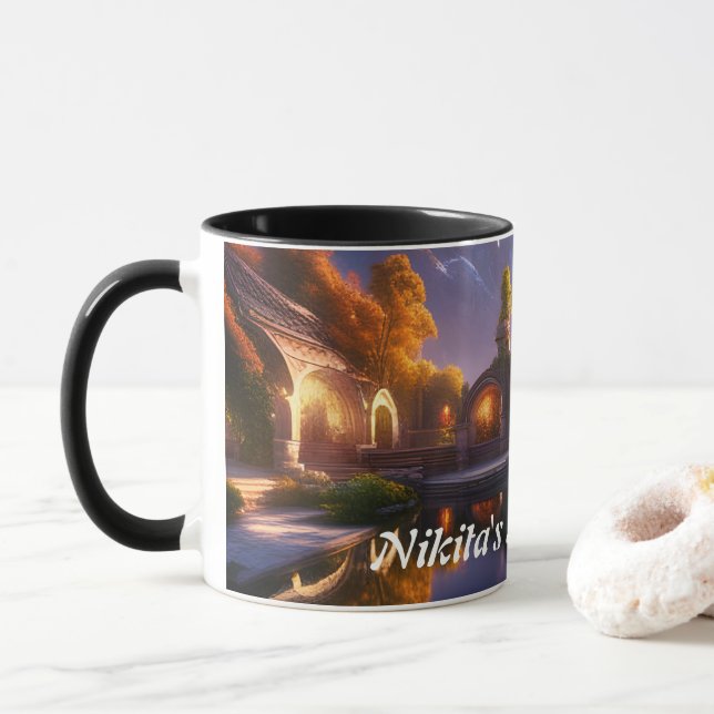 Nikita's Morning Tea Personalized Customizable Mug (With Donut)