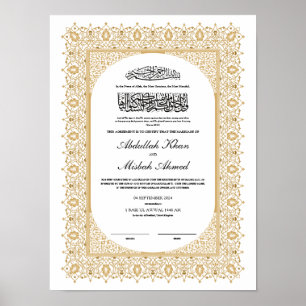 Nikkah Certificate for Muslim Islamic Wedding Poster
