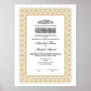 Nikkah Certificate for Muslim Islamic Wedding Poster
