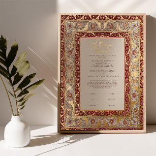 Nikkah Certificate Islamic Marriage Muslim Foil Prints