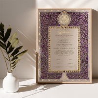 Nikkah Certificate Islamic Marriage Muslim Purple
