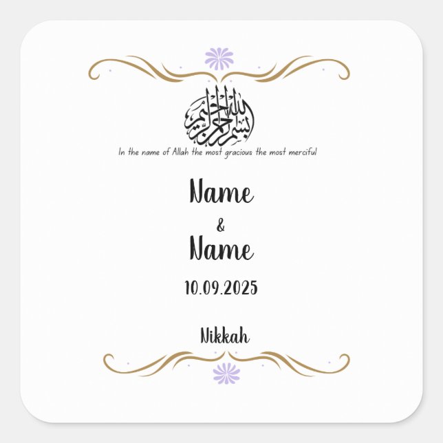 Nikkah favor stickers  (Front)