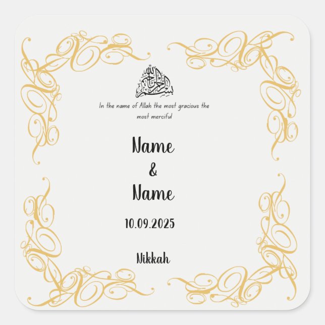 Nikkah favour stickers  (Front)