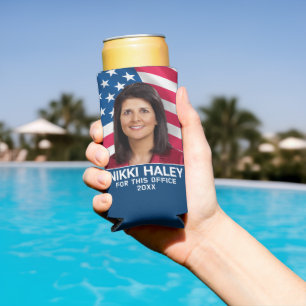 Nikki Haley - Campaign Photo with American Flag Seltzer Can Cooler