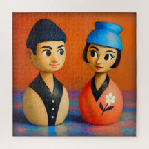 NIKO AND HANA PUZZLE. 20 X 20 INCHES.
