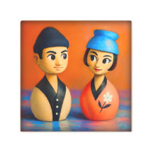 NIKO AND HANA WALL ART.  8 X 8 INCHES.