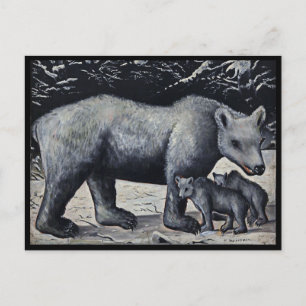 Niko Pirosmani, White Bear with Cubs Postcard