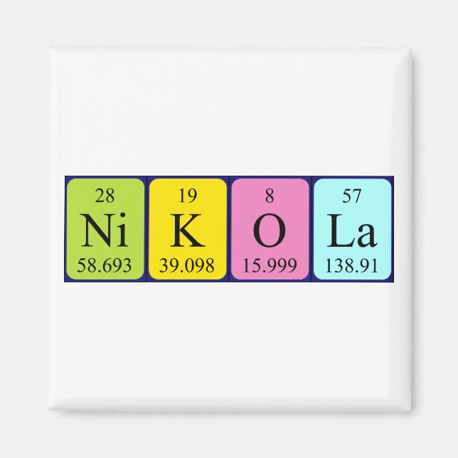 Nikola periodic table name magnet (Front)