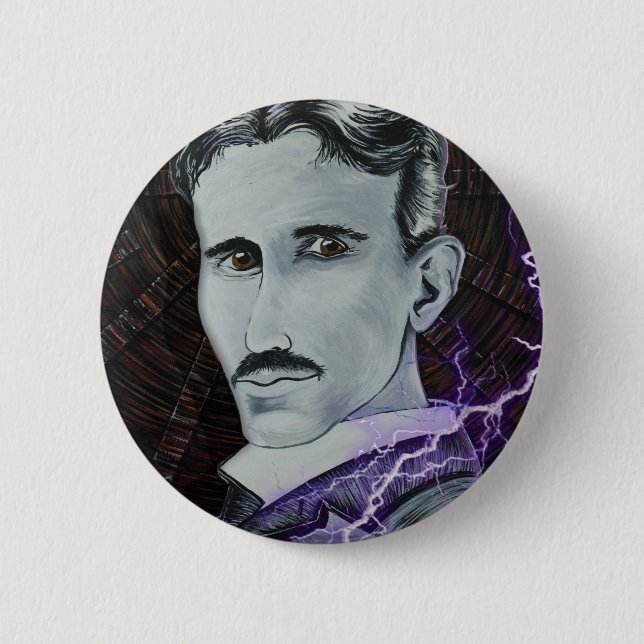 Nikola Tesla 2 Inch Round Button (Front)