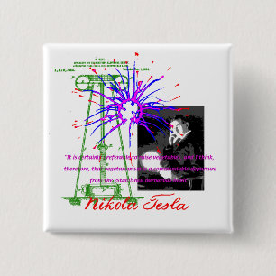 Nikola Tesla 2 Inch Square Button