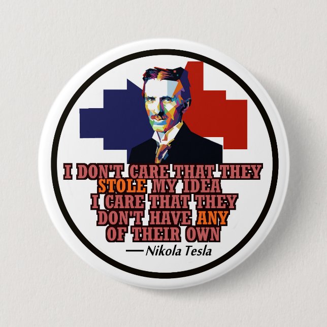 Nikola Tesla 3 Inch Round Button (Front)