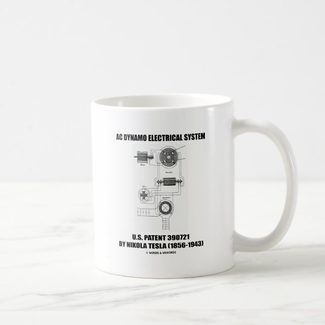 Nikola Tesla AC Dynamo Electrical System Patent Coffee Mug (Right)
