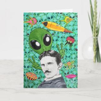 Nikola Tesla and the Aliens Card